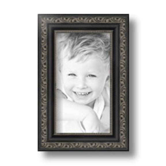 ArtToFrames 4" x 7" Antique Black Picture Frame, 4x7 inch Black Wood Poster Frame (WOM-5106)