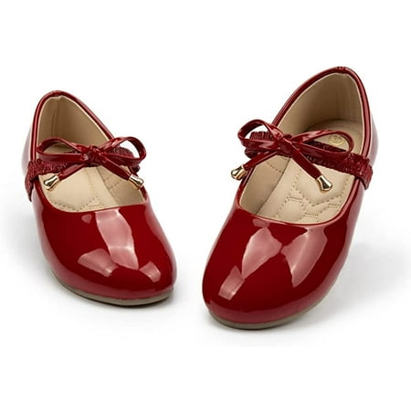 

QWZNDZGR Toddler Little Girl Mary Jane Dress Shoes Ballet Flats for Girl Party School Shoes Bowknot Princess Shoes