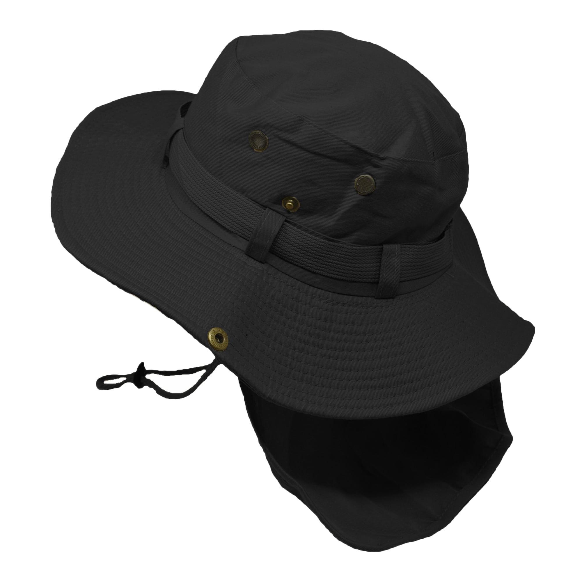Glory Max Bucket Boonie Hat with Neck Flap Cover Sun Safari Wide Brim  Fishing Cap Black 