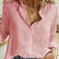 thumbnail image 1 of Long Sleeve Linen Shirt, Casual Button Up Shirt For Spring & Fall, Women's Clothing, 1 of 6