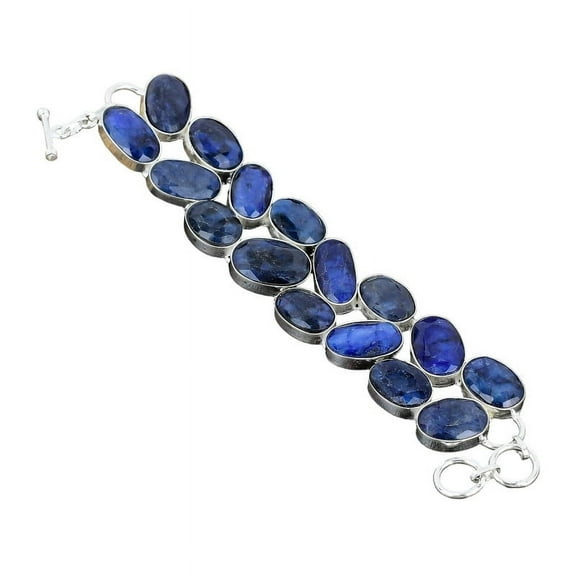 Burmese Blue Sapphire Bracelet 925 Sterling Silver | Handcrafted Sapphire Gemstone Jewelry for Elegant Style