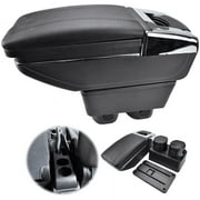YIYIBYUS Car Central Container Armrest Center Console Storage Box Leather Rotatable Case for 2007-2011 Nissan Versa Tiida Black