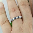 thumbnail image 4 of HeartsAndYou 3ct Round Natural Sapphire & Moissanite Half Eternity Band 14k SOLID White Gold, 4 of 9