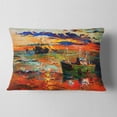 thumbnail image 2 of Designart Colorful Fishing Ships - Seascape Throw Pillow - 12x20, 2 of 5