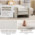 thumbnail image 4 of Style Vanity Stool for Makeup Room, Velvet Upholstered Rectangle Foot Stool with Metal Decor, Vanity Bench with Straight Armrest for Dressing Room (White Velvet, 33.5" W), 4 of 13