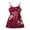 Wine, variant on Womens Satin Lingerie Nightgown Floral Print Chemise Slip Silk Negligee Spaghetti Straps Babydoll Sleepwear