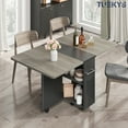 thumbnail image 4 of Tuekys 47.2 in Rectangle Storage Racks Dining Table, Grey, 4 of 9