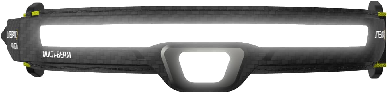 Liteband PRO 1000 Lumen LED Headlamp, Rechargeable Battery Powered, Hard Hat Light, Carbon