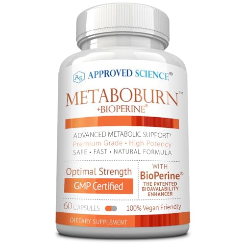 Approved Science MetaboBurn - Metabolic Support - Green Tea and BioPerine - 60 Vegan Capsules - High-Potency Extract - 50% EGCG - Non-GMO, Soy-Free, Allergen-Free - 60 Capsules (Pack of 1)