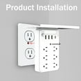 thumbnail image 2 of Multi Plug Outlet with Shelf, Smasener 6-Outlet Extender Socket with 4 USB Charging Ports (3.4A Total) and Night Light, Wall Outlet Expander Power Strip - White, 2 of 8