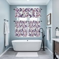 thumbnail image 4 of Purple Pink Rose Kitchen Curtains Valances and Tiers Set of 3 Watercolor Green Leaves Plant Farmhouse Tier Curtains and Valance with Rod Pocket for Small Windows, 27.5"x36", 4 of 9