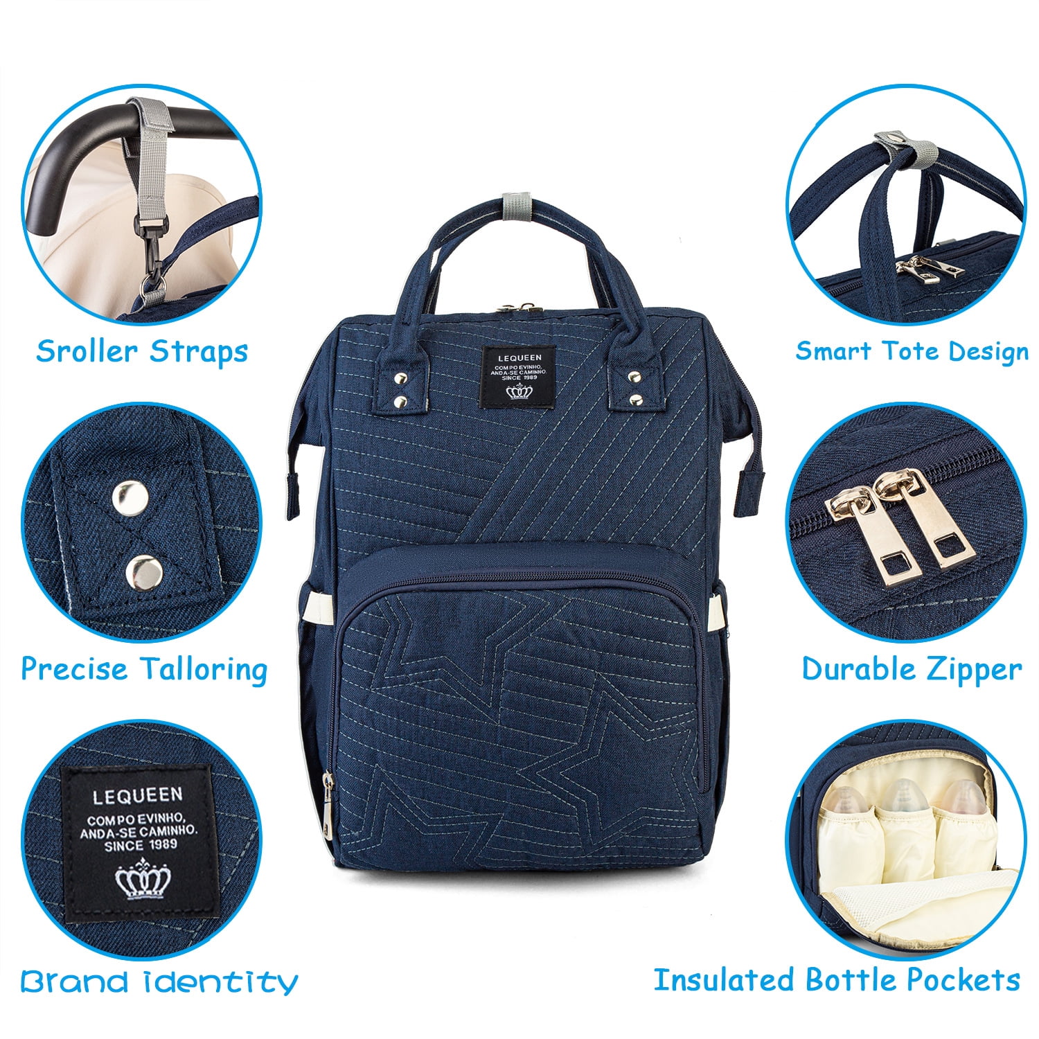 Baby Diaper Bag Backpack Tote Backpack Stroller Hanging Bag Travel Nappy Bag Multi-Function for Outdoor Working Mommy Bag Easy(Light Gray)
