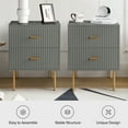 thumbnail image 5 of Wooden 2 Drawer Storage End Table Chest Cabinet Table Metal Legs for Home Grey, 5 of 6