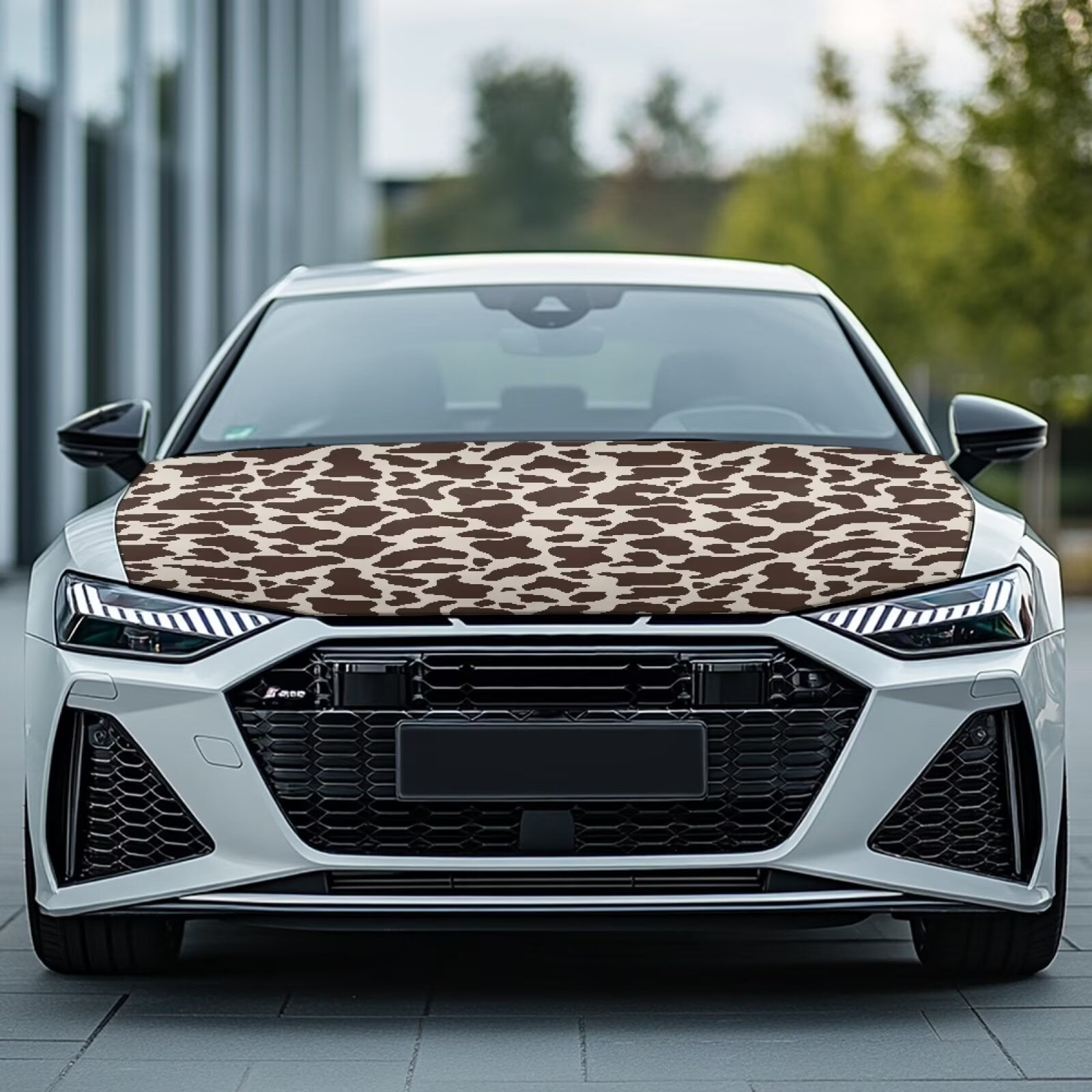 Uorisanigo Car Hood Covers for Automobiles, Universal Brown Cow Print Car Hood Cover Suitable for Most Vehicles Sedans Trucks, Cars Hoods Cover Protectors Film
