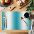 thumbnail image 2 of Ombre Turquoise Placemats Set of 8 Gradient White Abstract Minimalist Stripe Place Mats Indoor Wipeable Table Mats Washable Dining Table Placemats for Kitchen Holiday Party Home Decor 13x19 Inch, 2 of 9