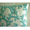 thumbnail image 4 of Aqua Blue Throw Pillow Cover, Sea Weeds Beach Ocean Theme Pillow Cover, 14x14 inch (35x35 cm) Pillow Cover, Square Silk Pillow Cover, Floral Mediterranean, Sea - Sea Weeds, 4 of 10