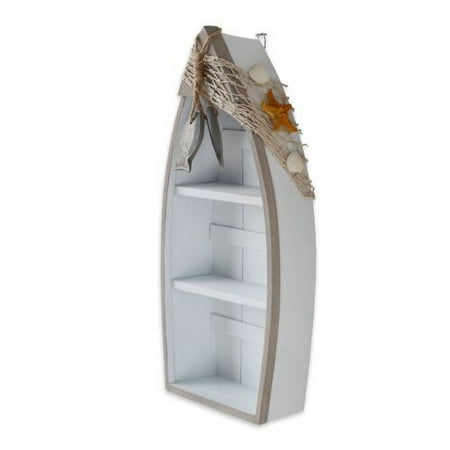 

Beach Theme Display Boat with 3 Shelves with Small Fish Star Fish Sea Shell