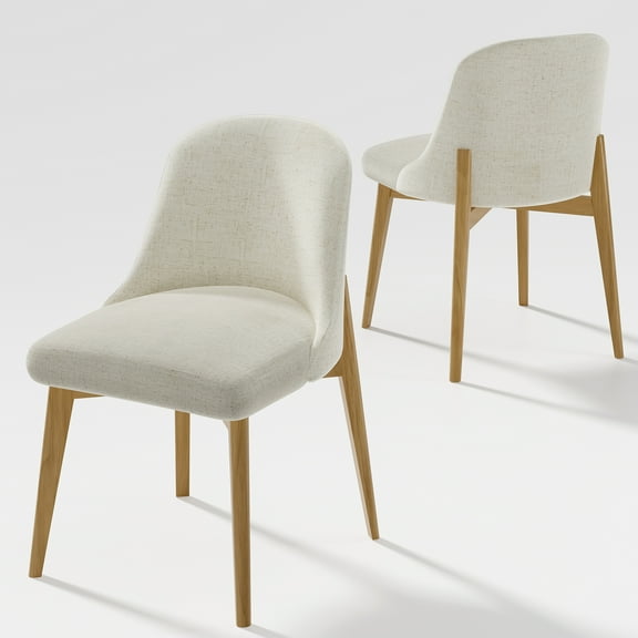 Upholstered Wood Side Chairs Dining Chairs Modern Living Room Kitchen Chairs, Oak Color (Set of 2)