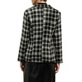 thumbnail image 3 of Women's Plaid Tweed Blazers Notched Lapel 2025 Business Casual One Button Suit Jackets S Black, 3 of 5