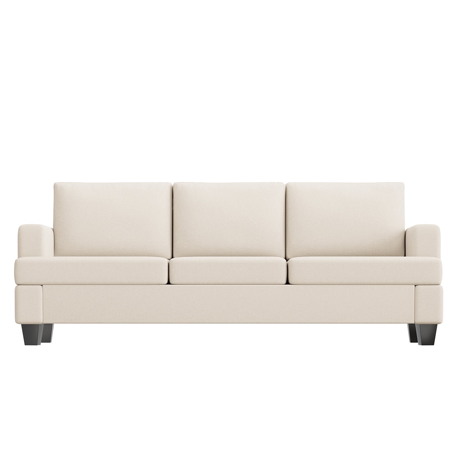 Furniliving 84.75” 3 Seater Sofa Couch, Modern Upholstered Sofa with Extra Deep Seats, Linen Fabric Sofa for Living Room Apartment Lounge, (Beige)