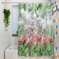 thumbnail image 3 of Shower Curtains for Bathroom-72"x72",Tropical Pink Flamingo Green Leaf Waterproof Bath Curtain Grommet Shower Curtain Set with Hooks, 3 of 9