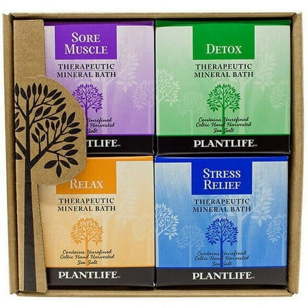 Plantlife Bath Salt 4-Pack – Natural Aromatherapy Mineral Soaks for Relaxation and Recovery, Made in California, 3 oz Each