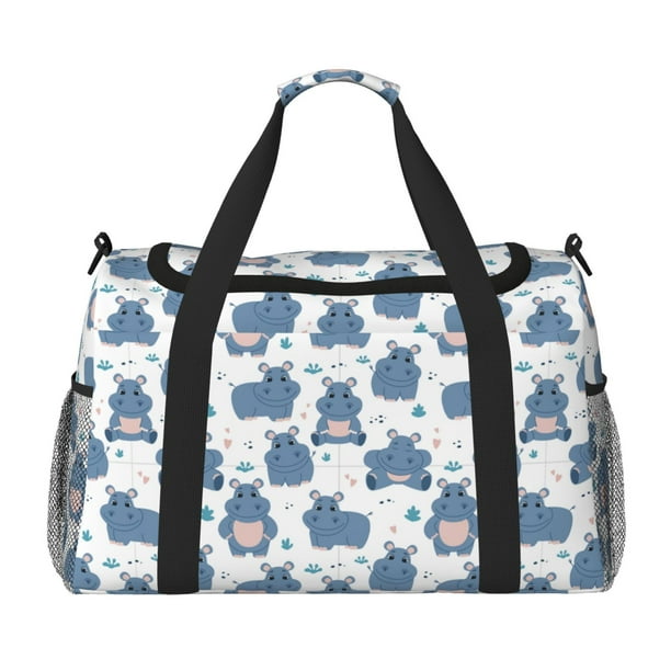Disketp Cute Hippos Bolsa de Viaje Tipo Duffle, Bolso de Mano para Fin de Semana para Mujer, Bolsa de Gimnasio Ligera para Hombre, Esencial para Viajes