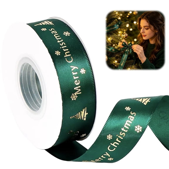 Christmas Wired Ribbon, Ribbons, Velvet Ribbon 1 Inch for Wreaths, Packages, Bows and Party Decor