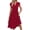 Wine Red, variant on Summer Dresses for Women Ruffle Sleeve V Neck Midi Dresses Fashion Casual Flowy Vacation Sundress