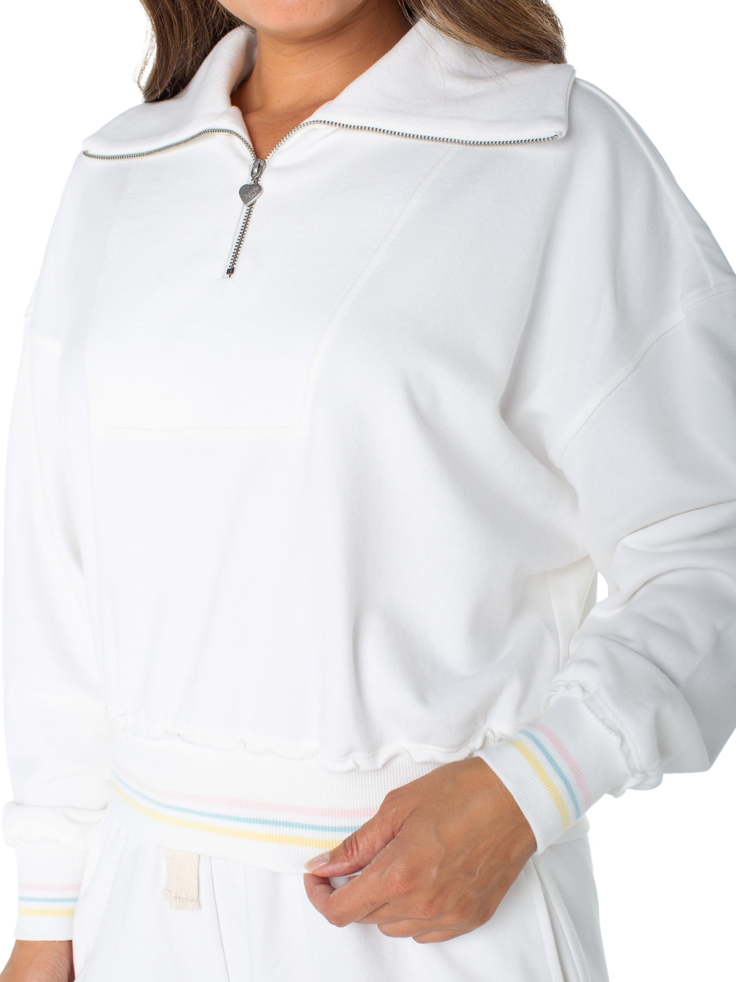 Celebrity Pink Women's Quarter Zip Pullover Sweatshirt, Sizes XS-XXXL