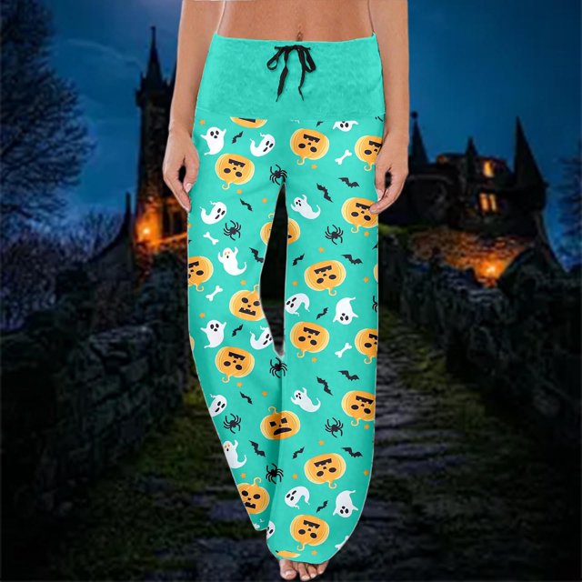 WILLBEST Pantalones Casuales para Mujer, Pantalones Cómodos para Uso Diario, Diseño Elegante de Halloween para Todas Las Ocasiones, Prenda de Otoño. Mediana