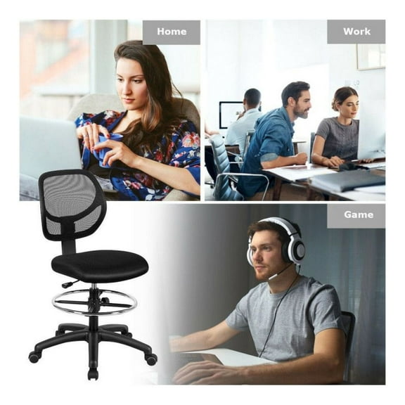 Adjustable Height Back Mesh Drafting Office Chair, Ergonomic Desk Chair for Home or Office