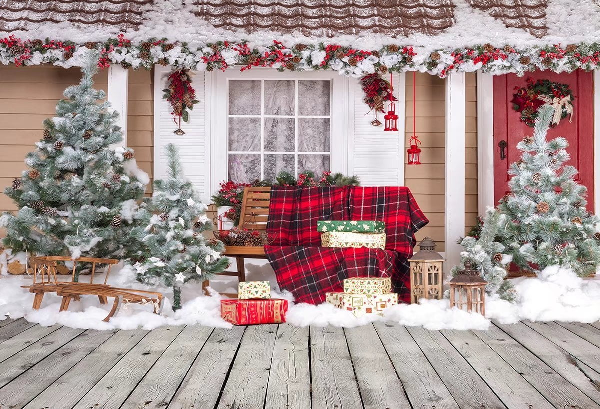 GreenDecor Polyester Fabric 7x5ft Wood Floor Christmas Photography ...