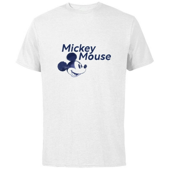 Disney Mickey Mouse Head with Name Retro Vintage Classic - Short Sleeve Cotton T-Shirt for Adults - Customized-White