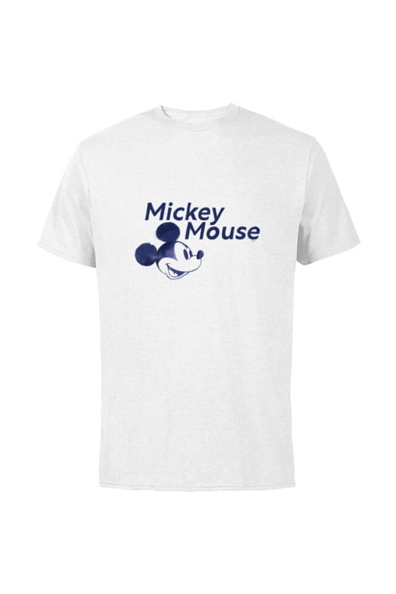 Mickey Mouse Head with Name Retro Vintage Classic - Short Sleeve Cotton T-Shirt for Adults - Customized-White