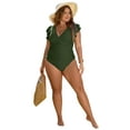 thumbnail image 4 of Verno Fashion Women's Bathing Suit One Piece Tummy Control Swimsuit Full Coverage Retro Ruffle Swimwear, 4 of 13