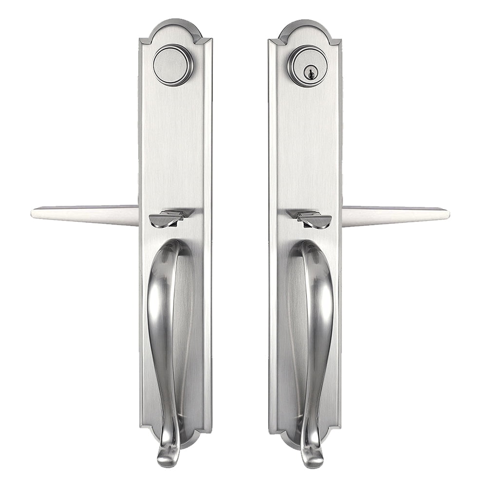 Salmon Silver Double Door Handleset Front Entry Door Lockset (Keyed