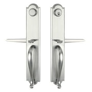 Silver Double Door Handleset Front Entry Door Lockset (Keyed Handle & Dummy Handle Set)