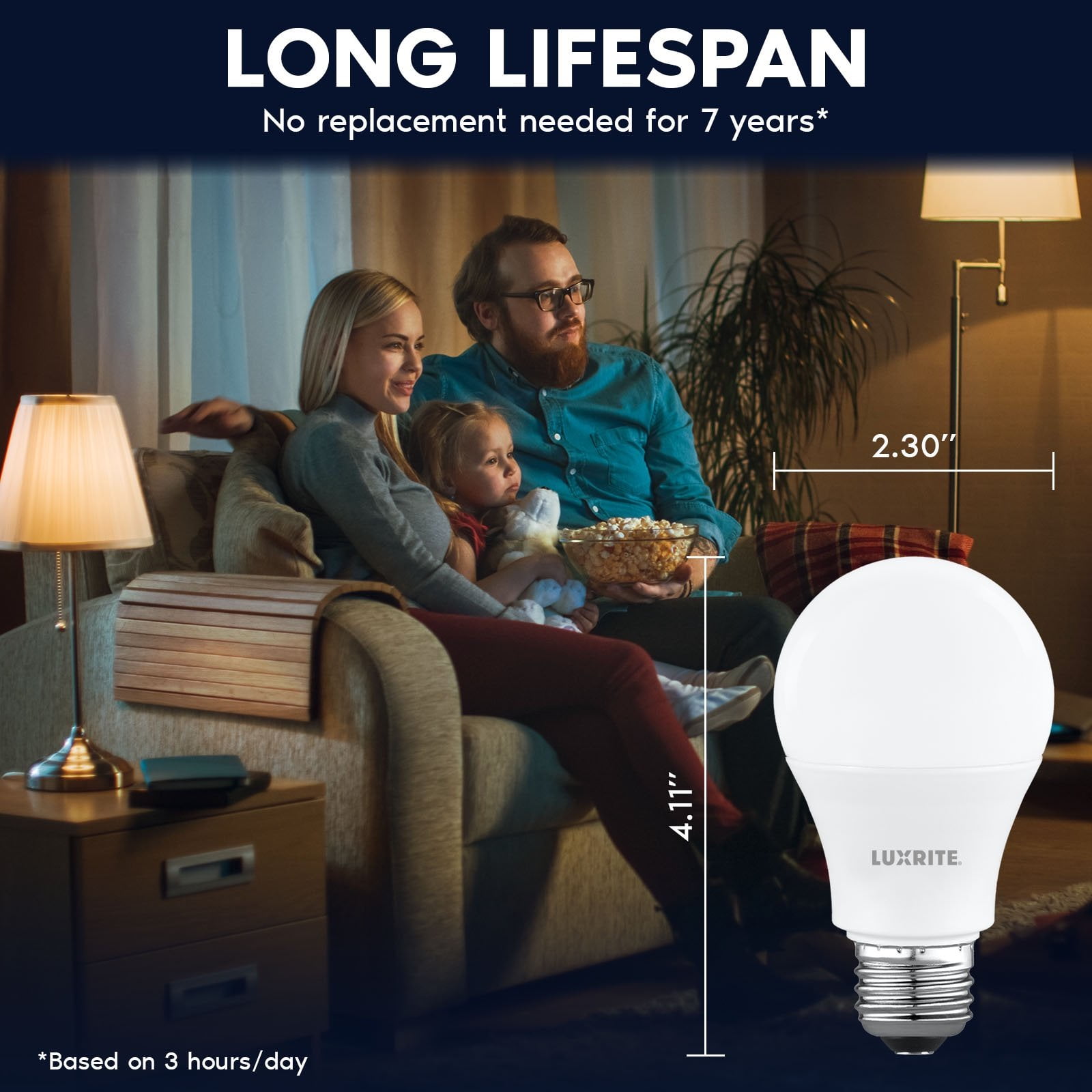 Luxrite A19 LED Light Bulb 60 Watt Equivalent, Non-Dimmable, 3000K Soft White, 800LM, Standard LED Light Bulbs 8W, E26 Base, Enclosed Fixture Rated, Damp Rated, ETL Listed 48 Pack