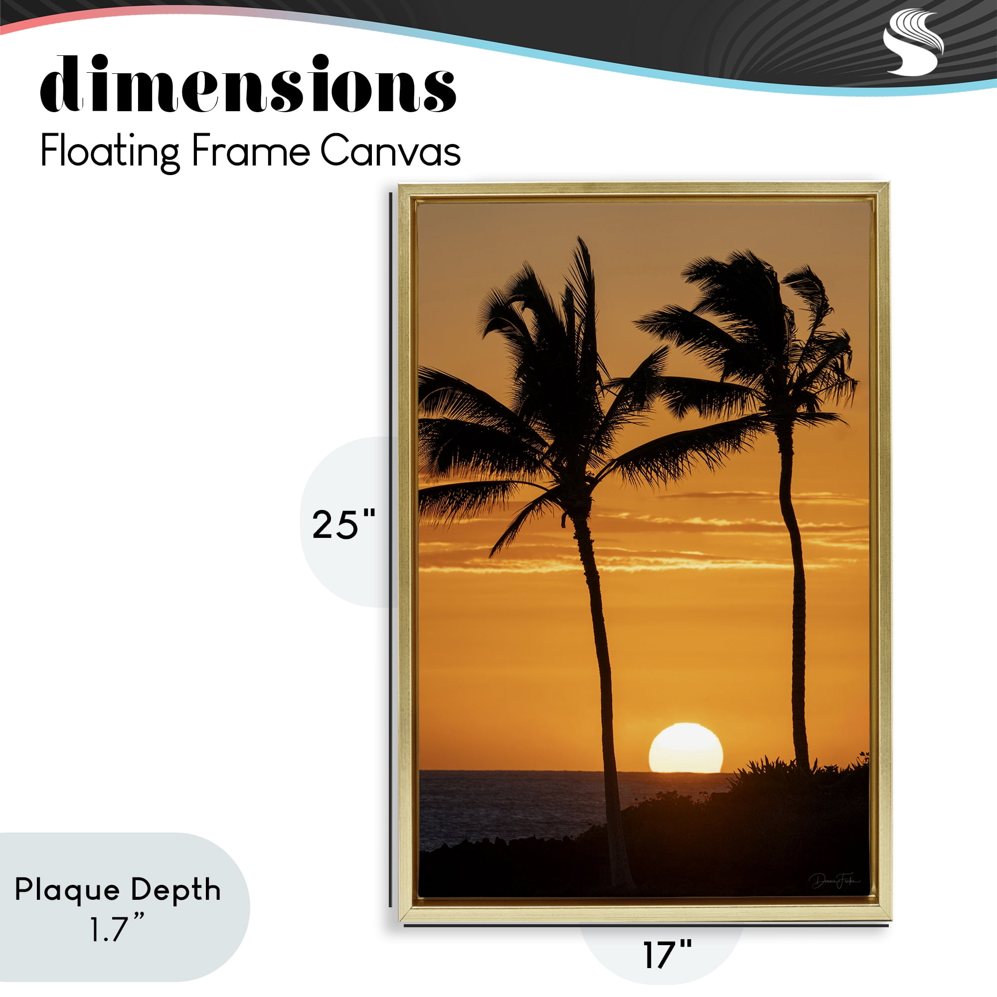 Stupell Industries Sunset Through Palm Trees Gold Framed Floater Canvas Wall Art, design by Dennis Frates