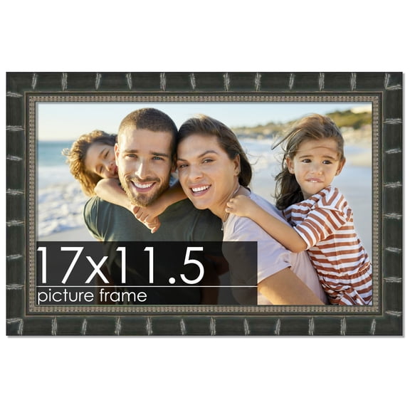 17x11.5 Bamboo Black Complete Wood Picture Frame with UV Acrylic, Foam Board Backing, & Hardware