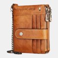 thumbnail image 1 of Ciaoed Men Genuine Leather Chain Wallet RFID Double ZIpper Anti-theft Multi-card Slot Card Holder Wallet - Brown, 1 of 8