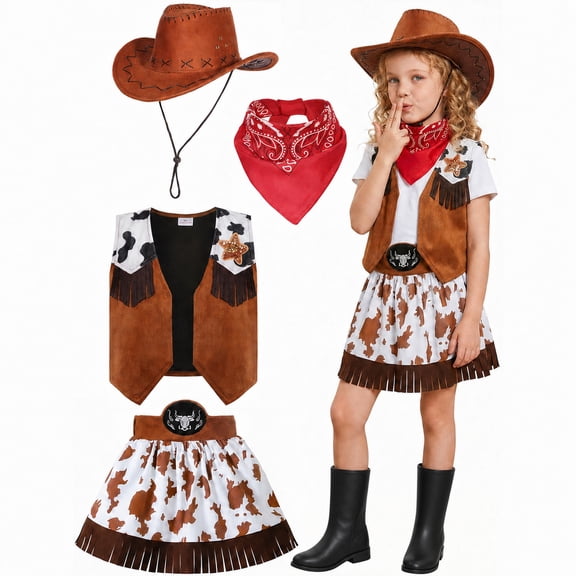 Halloween Cosplay Costume Vintage Western Cowboy Sheriff Outfit Vest Set for Women Gir'ls Novelty Masquerade Stage Performance Masquerade Birthday Gift Roleplay Event Roleplay Cosplay Outfit