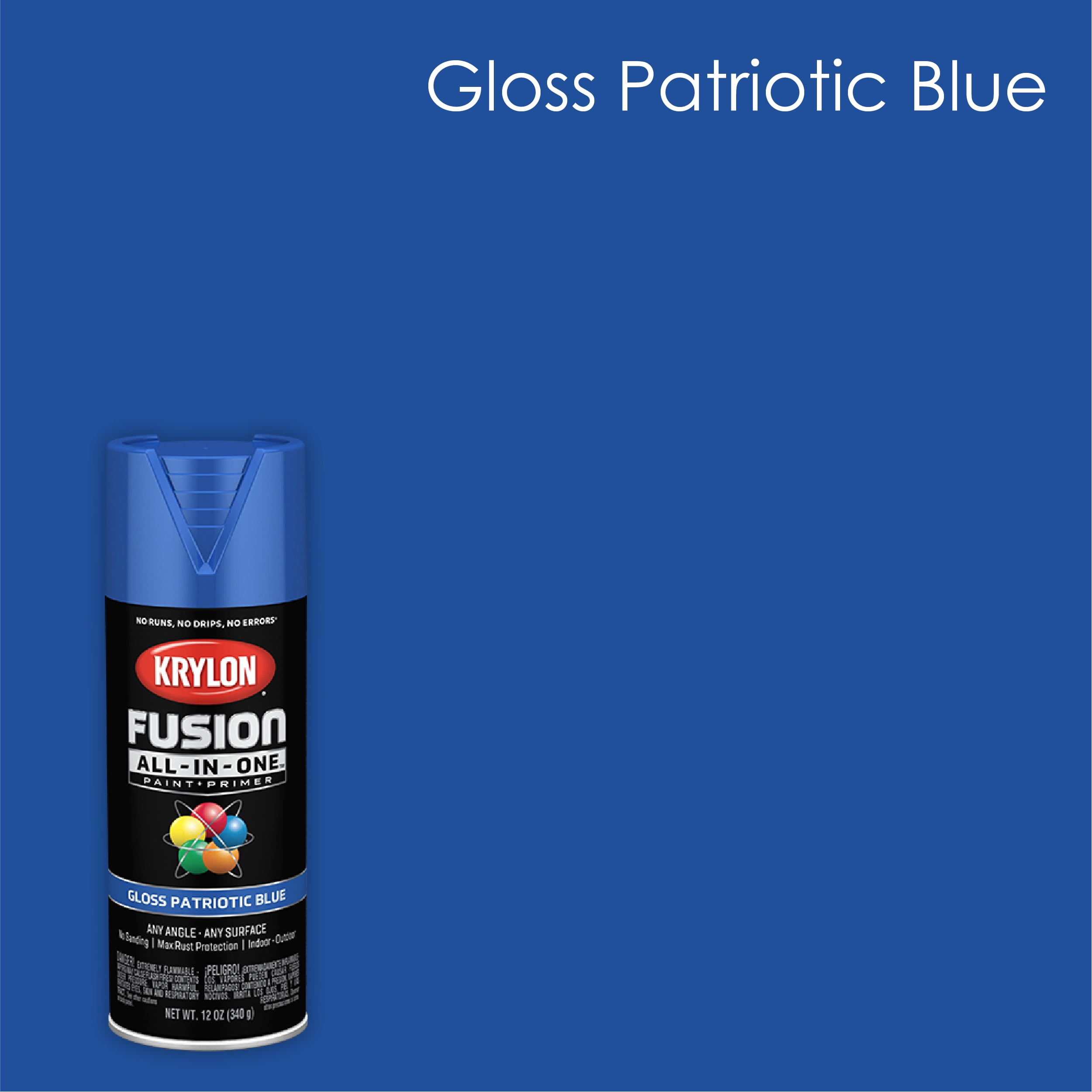 Krylon Fusion AllInOne Spray Paint, Gloss, Patriotic Blue, 12 oz