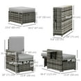 thumbnail image 3 of Outsunny Chaise Longue de Patio avec Table de Rangement et Ottomans, Sofa Inclinable, Gris, 3 of 10