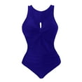 thumbnail image 4 of Sngxgn Swimsuit Women - Tummy Control Bathing Suits, Unique Design Criss Cross Back, Ruched Swimwear(Blue,XL), 4 of 6