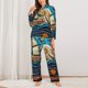 thumbnail image 2 of Balery Whimsical Sailboat Ocean Art Conjunto de Pijama con Estampado para Mujer, Conjunto de Dos Piezas con Manga Larga, Ropa de Dormir Suave con Bolsillos, Pijamas Cómodos-Medium, 2 of 7