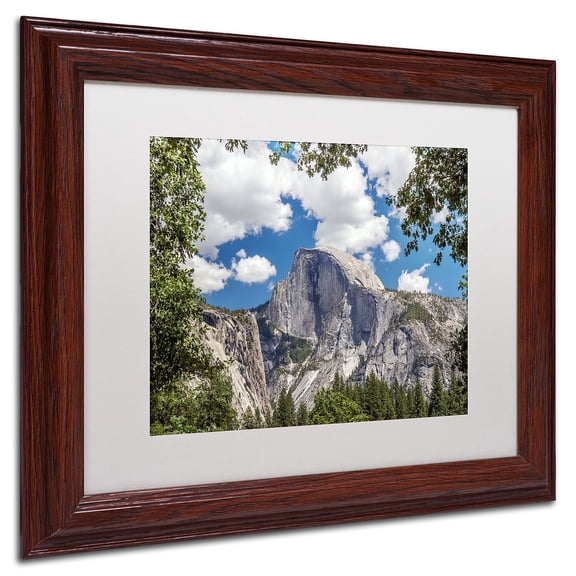 Trademark Fine Art "Yosemite Half Dome" Canvas Art by Pierre Leclerc, White Matte/Wood Frame