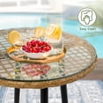 thumbnail image 3 of Dextrus 3-Piece Outdoor Patio Furniture Wicker Bistro Set, All-Weather Rattan Conversation Chairs for Backyard, Balcony and Deck with Soft Gray Cushions, Glass Side Table Light-Yellow, 3 of 7