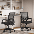 thumbnail image 3 of Magshion Set of 2 Office Chairs Mid Back Swivel Desk Chairs, Height Adjustable Ergonomic Mesh Computer Chairs with Armrest & Lumbar Support, Black, 3 of 12